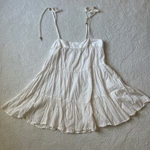 Abercrombie & Fitch Cream Sleeveless Tiered Gauze Cover Up Dress